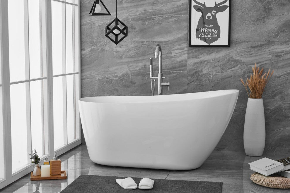 Chanel 59" Soaking Single Slipper Bathtub, Glossy White