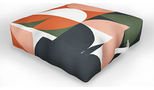 The Old Art Studio Mid Century Geometric 15 Outdoor Floor Cushion