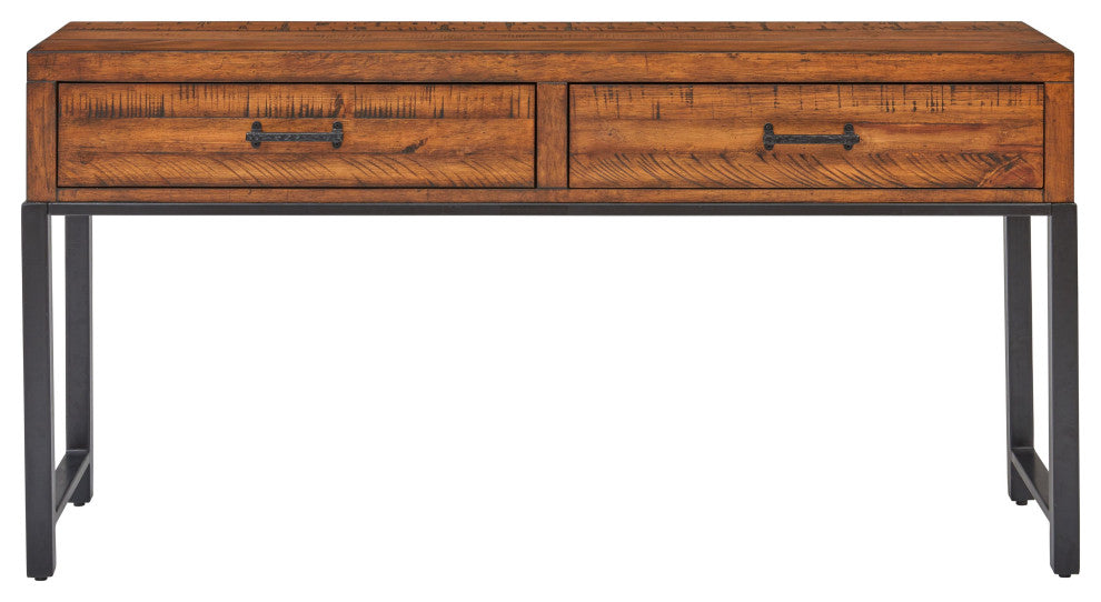 60" Wide Console Table With 2 Drawers, Antique Brown