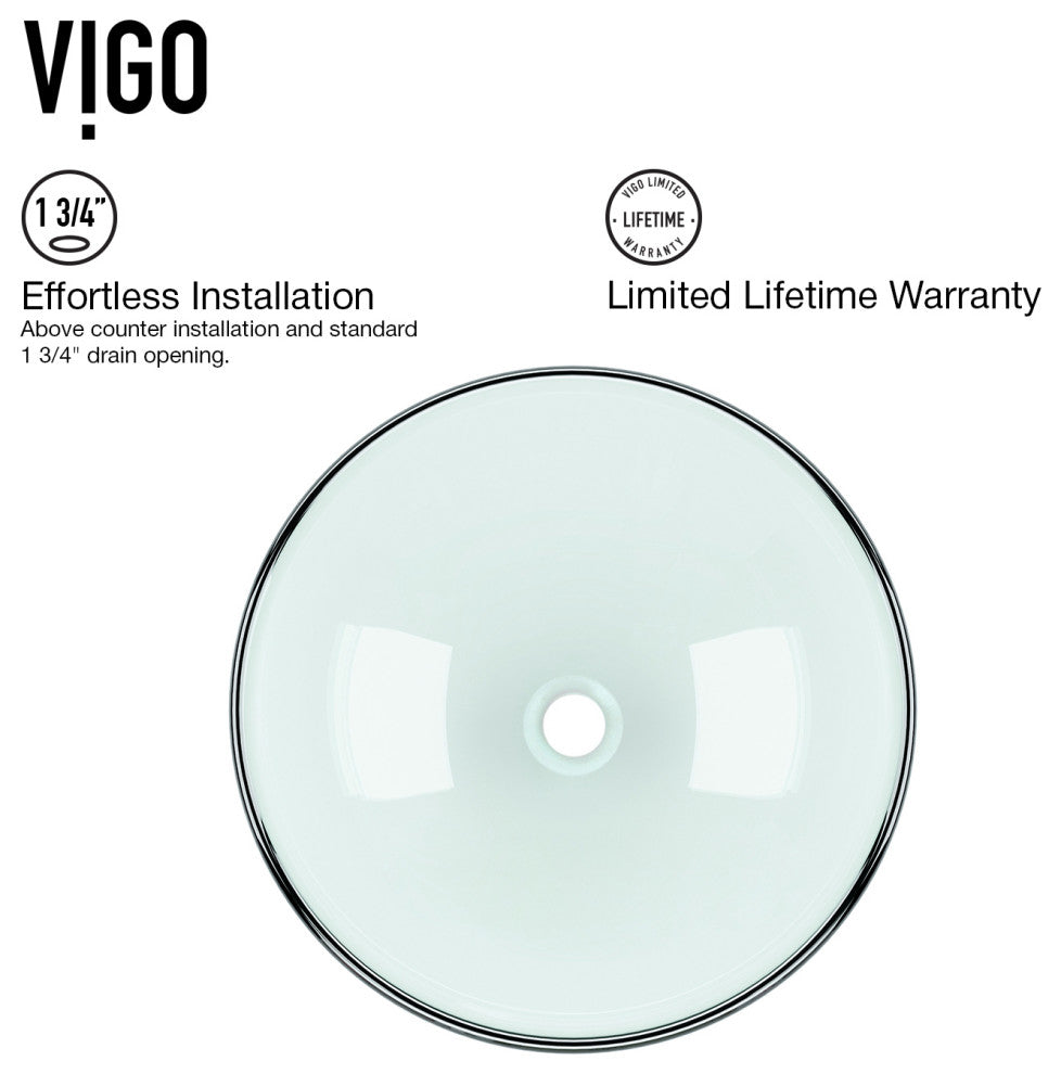 VIGO Giovanni 17"L x 17"W x 6"H Glass Round Vessel Bathroom Sink in Iridescent