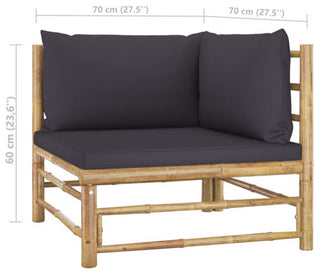 vidaXL Patio Corner Sofa Sectional Sofa with Cushions Modular Seat Bamboo