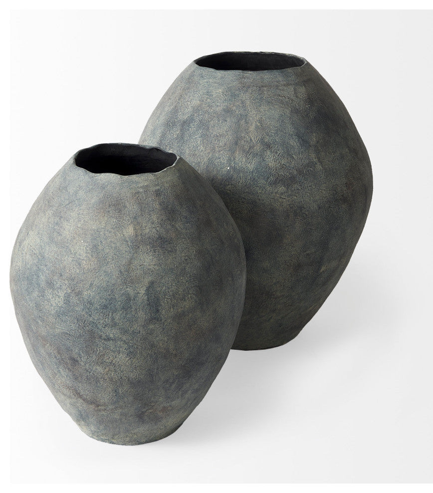 Gobi 20Lx23H Small Gray Ceramic Oval Vase