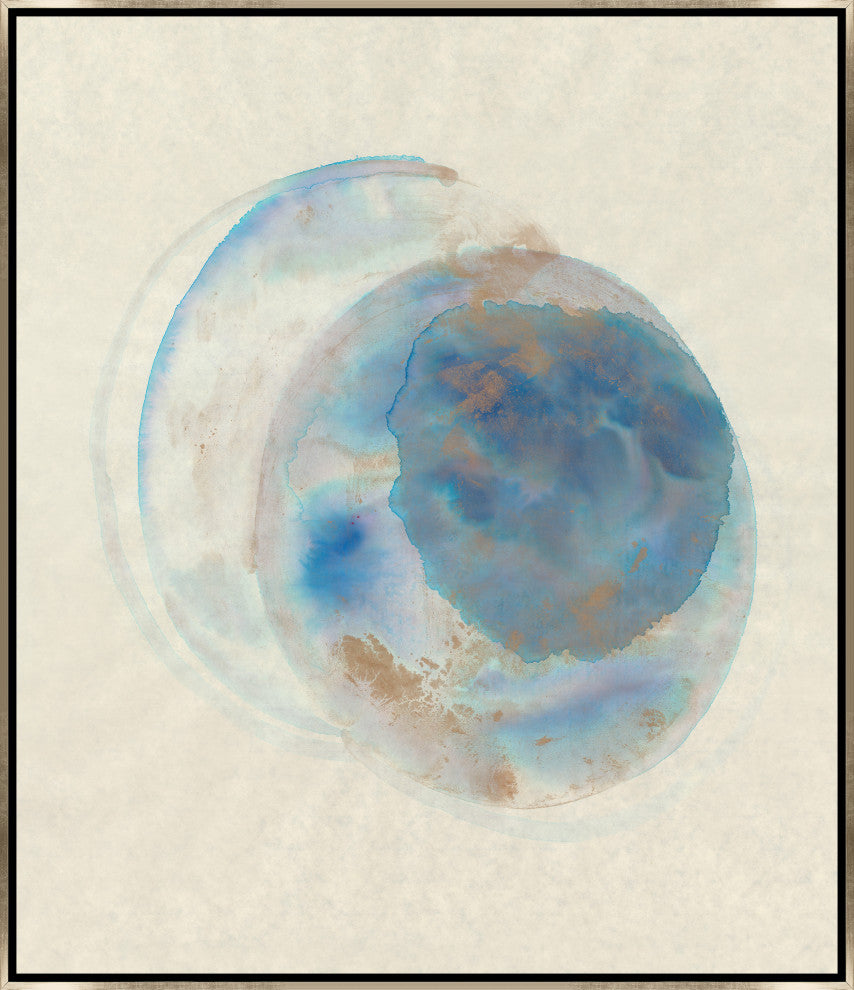36x42 Mavi Daire I, Framed Artwork, Silver