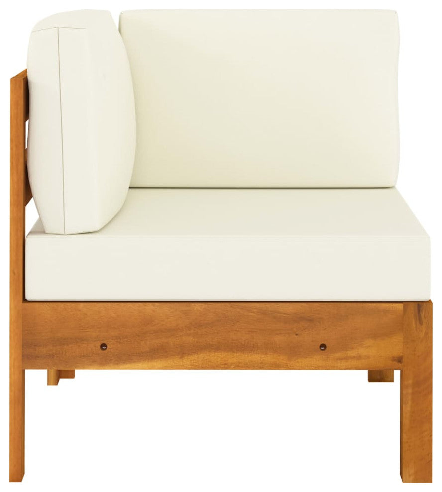 vidaXL 2 Piece Patio Lounge Set With Cream White Cushions Acacia Wood