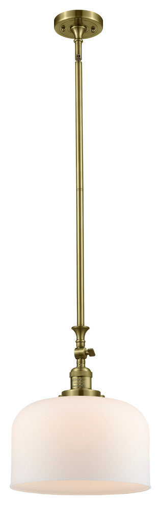 X-Large Bell 1-Light Mini Pendant, Antique Brass, Matte White