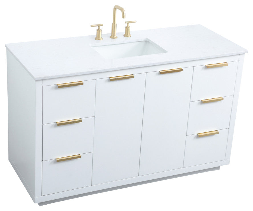 Bethany Single Bathroom Vanity, White, 54"