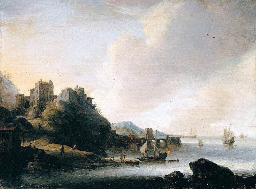 Jan Abrahamsz Beerstraten Coastal Landscape, 21"x28" Gallery Wrapped Canvas