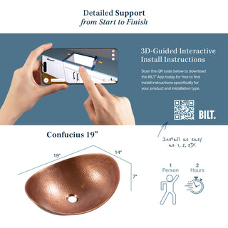 Confucius 19" Vessel Bathroom Sink in Copper