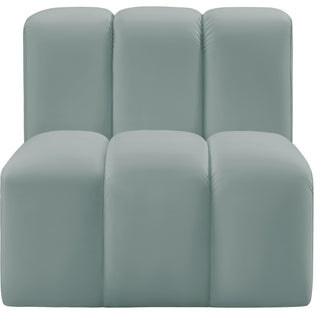 Arc Upholstered Modular Component, Green, 1-Piece: Straight Chair, Vegan Leather