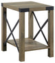 Wood and Metal End Table, Rustic Oak and Black