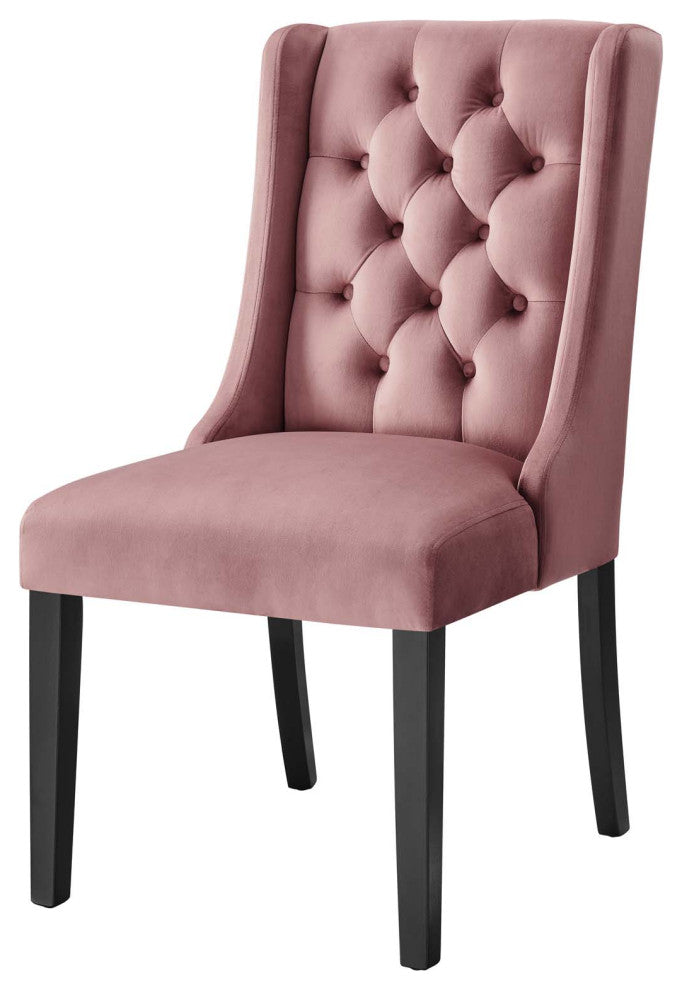 Side Dining Chair, Set of 2, Pink, Velvet, Modern, Cafe Bistro Hospitality