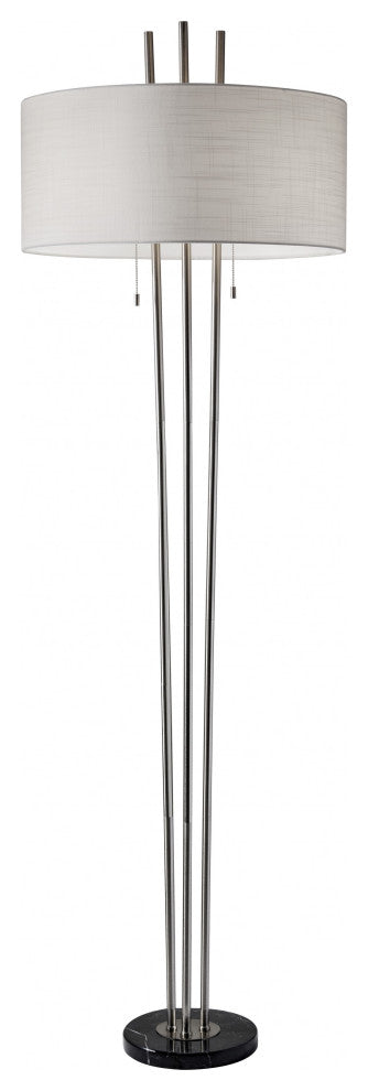 71" Two Light Traditional Shaped Floor Lamp With White Drum Shade