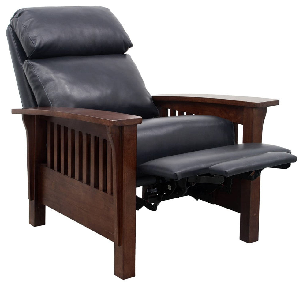 Barcalounger Mission 7-3323 Craftsman All Leather Manual Recliner, Shoreham Blue