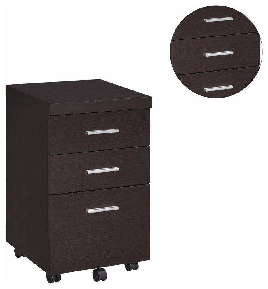3-Drawer Mobile File Cabinet, Cappuccino
