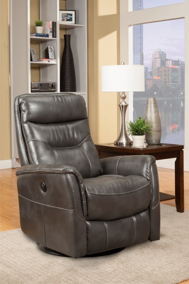 Colby Swivel Glider Recliner, Gray, Power