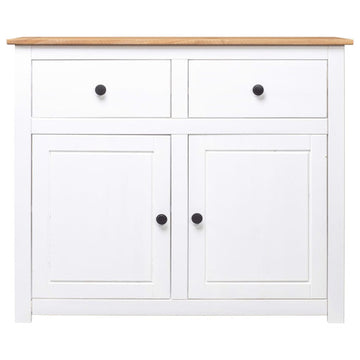 vidaXL Sideboard 2-Drawer Cupboard Sideboard Buffet Cabinet White Solid Pinewood