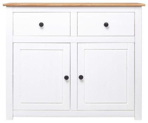vidaXL Sideboard 2-Drawer Cupboard Sideboard Buffet Cabinet White Solid Pinewood