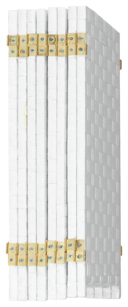 2 ft. Short Woven Fiber Room Divider 8 Panel White