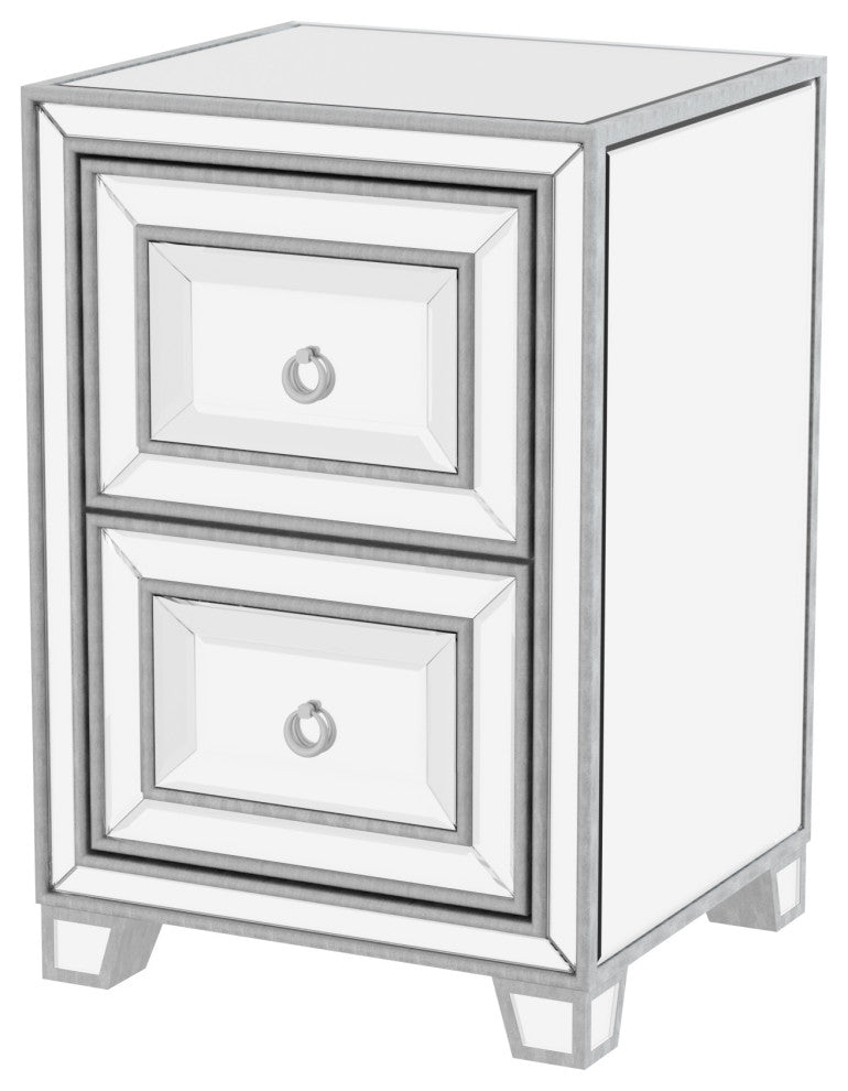 2-Drawer Wood Nightstand with Handles