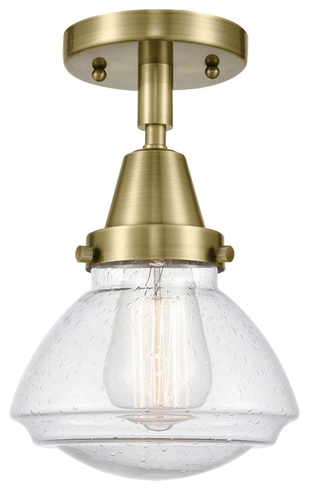 Innovations 447-1C-AB-G324-LED Olean 1 Light 6.75" Flush Mount, Antique Brass