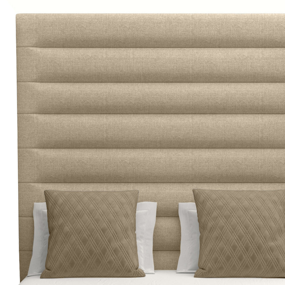 Nativa Interiors Moyra Horizontal Channel Bed, Flax, King, High 87"