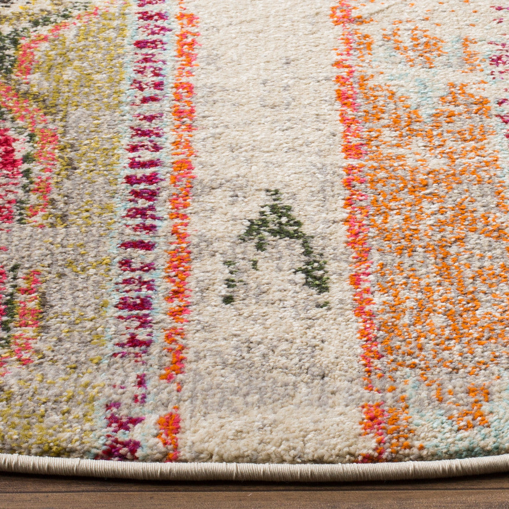 Safavieh Monaco Collection MNC222 Rug, Light Grey/Multi, 4' Round