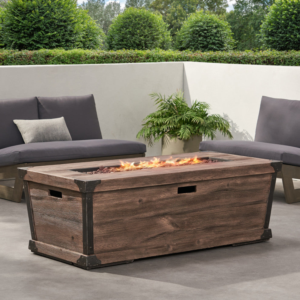 Aido Outdoor 50,000 BTU Rectangular Fire Pit, No Tank Holder