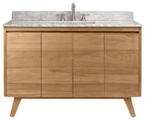 Avanity Coventry 49" Bath Vanity Combo, Natural Teak Finish, Carrara White Marble Top