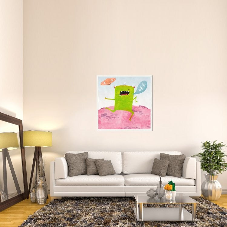 "Alien Friend Number 1" Framed Canvas Giclee by Skip Teller, 43x43"