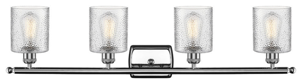 Cobbleskill 4-Light Bath Fixture, Clear Ripple Glass, Polished Chrome
