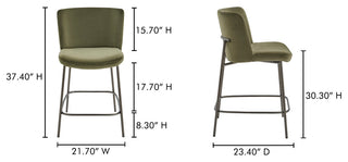 Early Counter Stool Faux Green Mohair