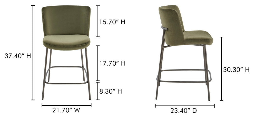 Early Counter Stool Faux Green Mohair