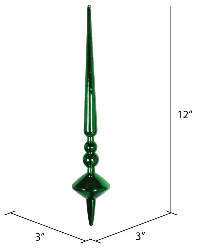 Vickerman M183304S 12" Green Shiny Cupola Finial Ornament, Pack of 3