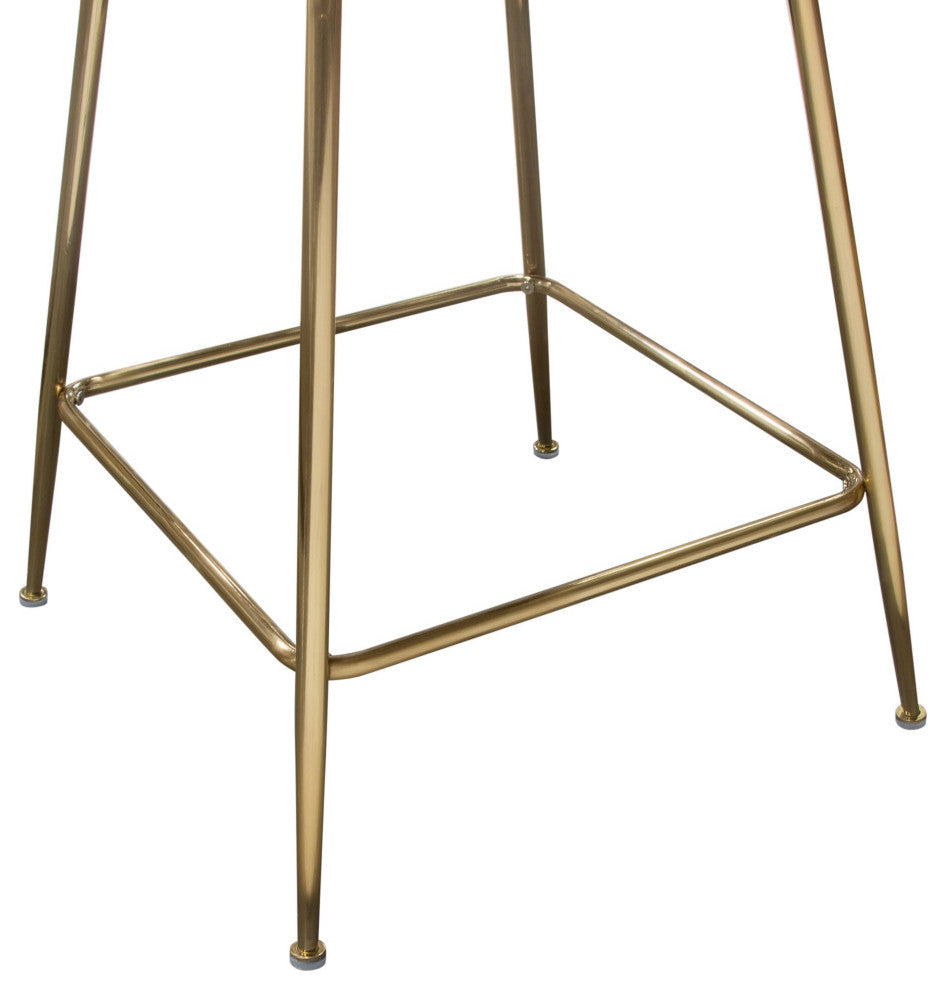 Lilly 2 Counter Height Chairs With Gold Metal Legs, Gray Velvet