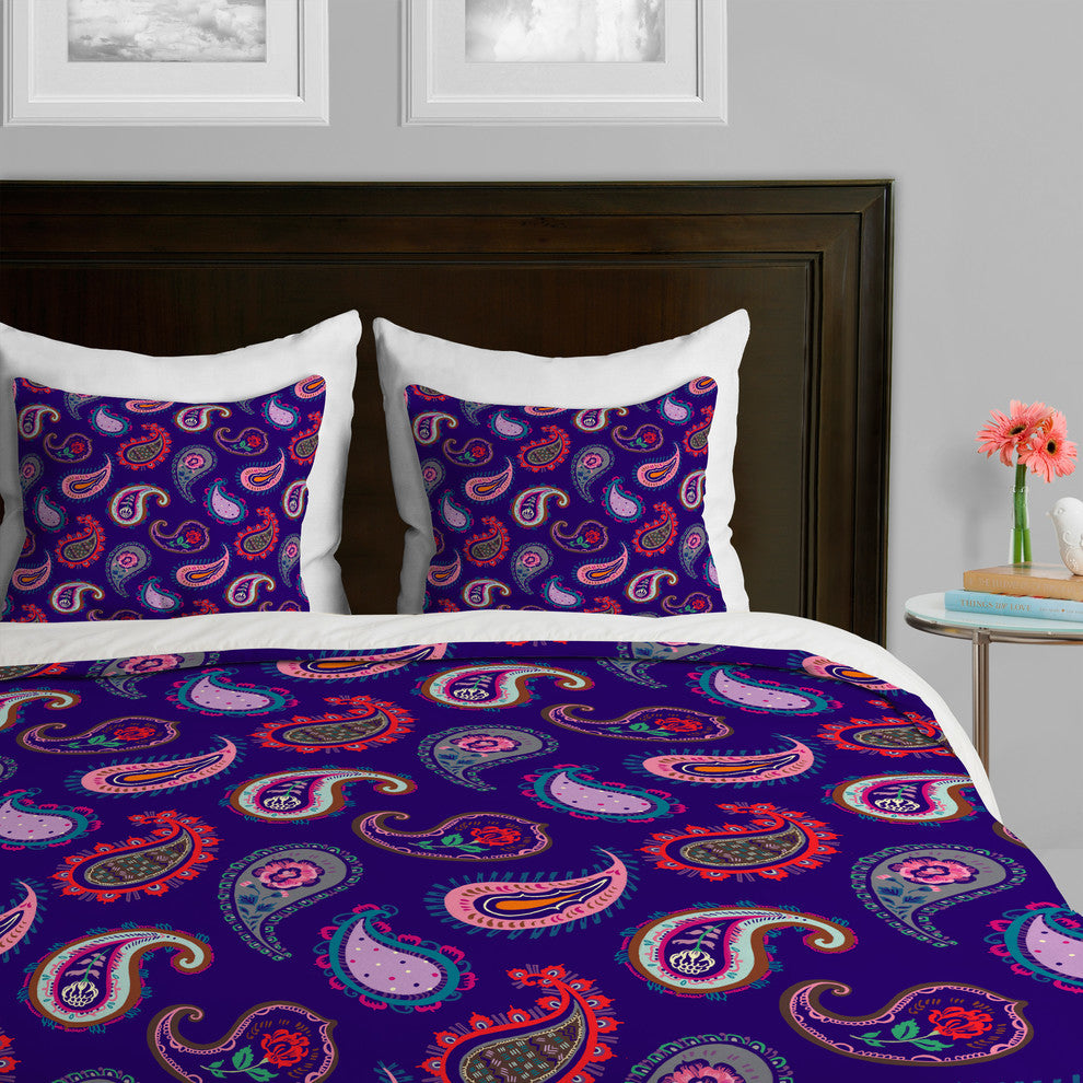 Deny Designs Pimlada Phuapradit Purple Paisleys Duvet Cover-Lightweight