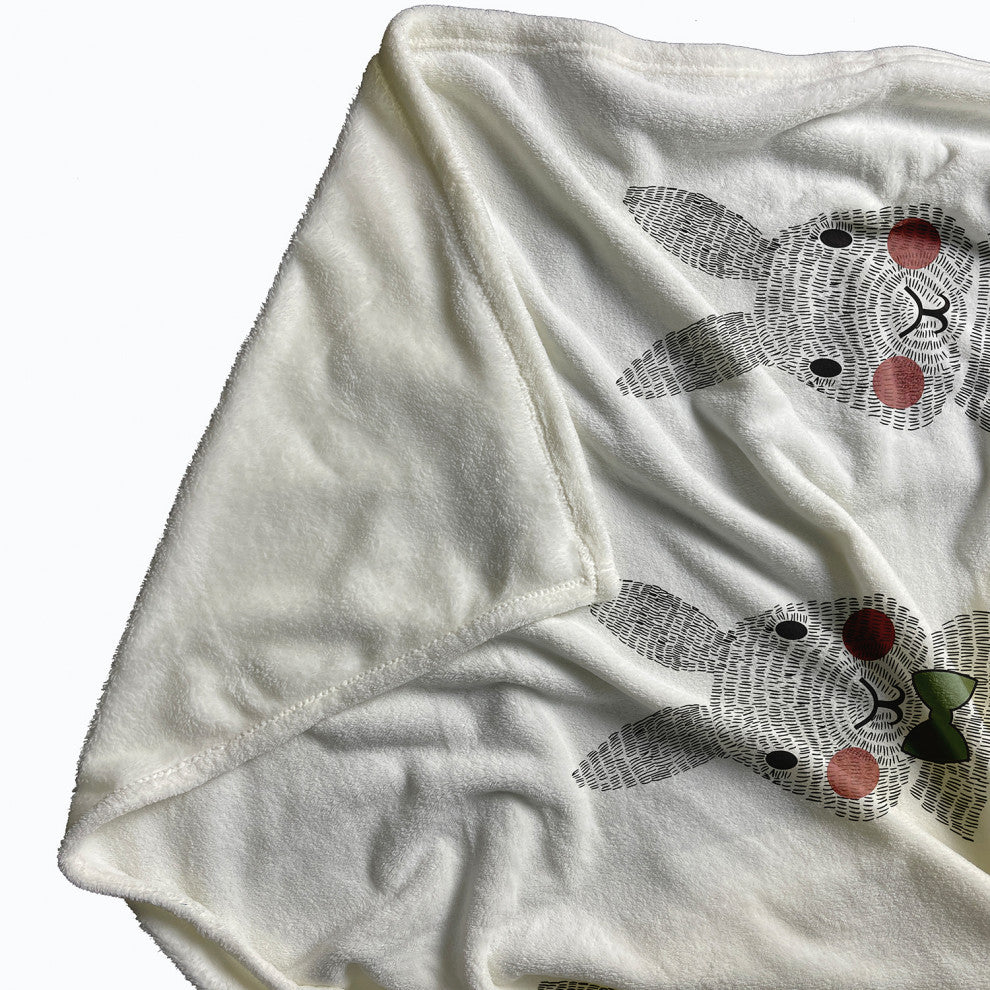 60 x 80 in Easter Bunny Triplets Throw Blanket, Laurel Tree Green