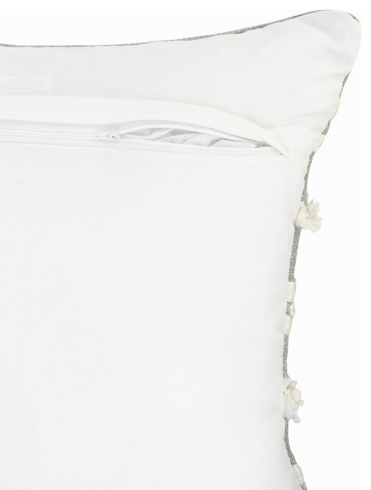 Gray Textured and Tufted Throw Pillow