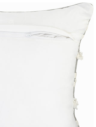 Gray Textured and Tufted Throw Pillow