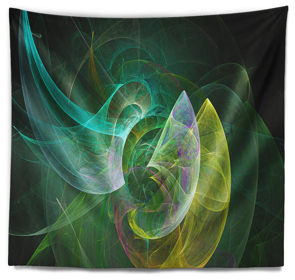 Green Mystic Psychedelic Texture Abstract Wall Tapestry, 60"x50"