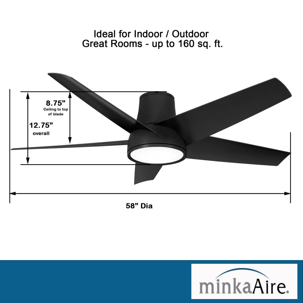 Minka Aire Chubby II 58" Outdoor Coal Smart LED Ceiling Fan with Remote Control