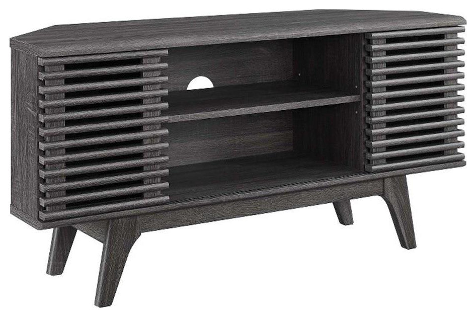 Modway Render 46" Laminate and Particleboard Corner TV Stand in Charcoal