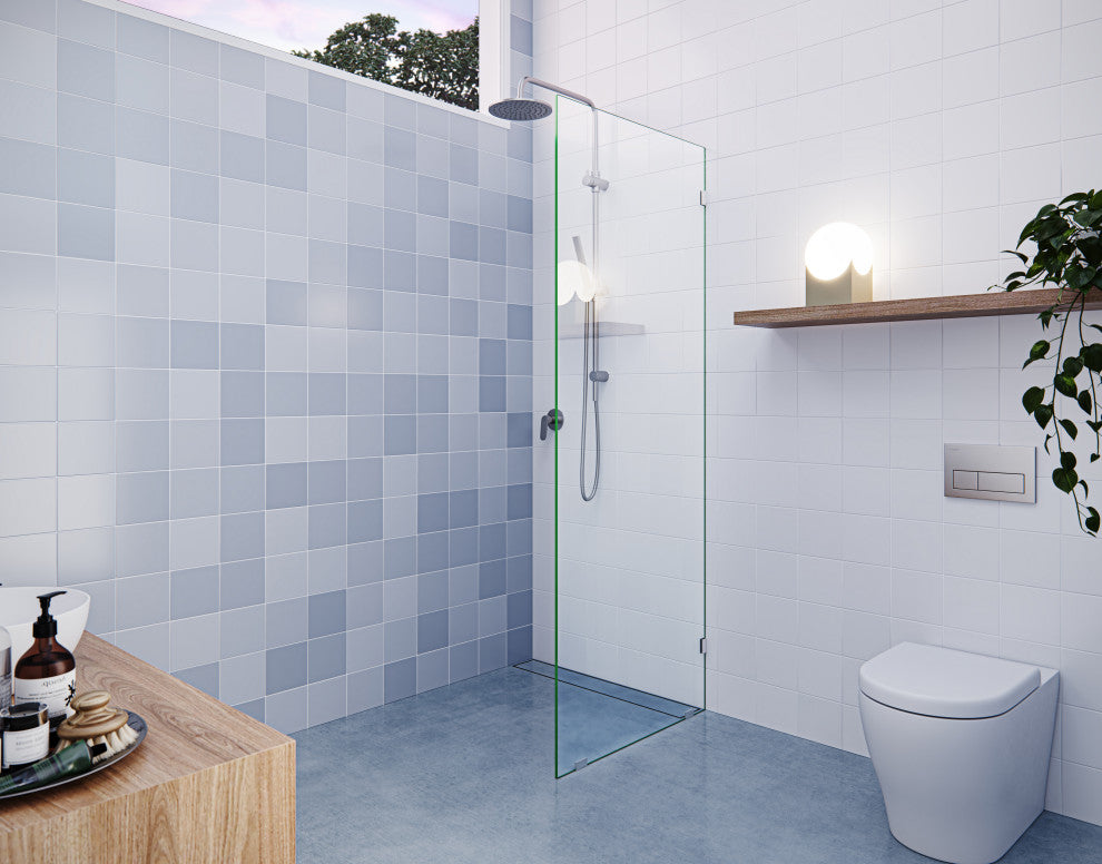 78"x27" Frameless Shower Door Single Fixed Panel, Brushed Nickel