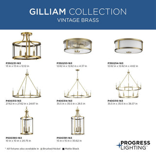 Gilliam Collection 13" Three-Light Vintage Brass Semi-Flush Mount