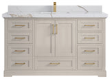 Boston 60" Single Bathroom Vanity in Fine Grain 2" Calacatta Gold