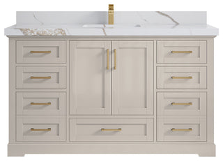 Boston 60" Single Bathroom Vanity in Fine Grain 2" Calacatta Gold