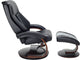 HomeRoots Black Faux Leather Swivel Adjustable Recliner and Ottoman Set