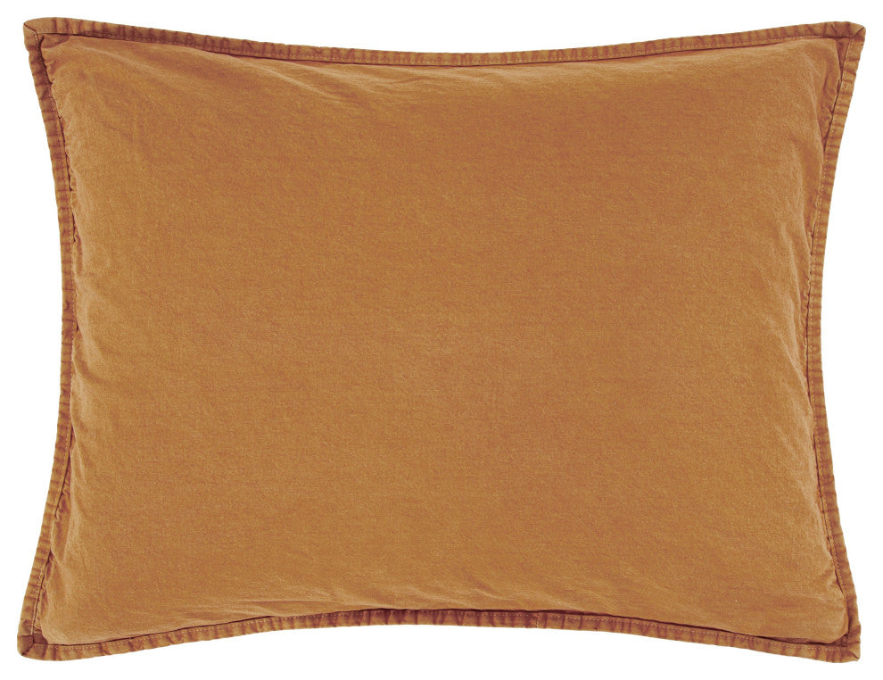 Stonewashed Cotton Canvas Pillow Sham, 21"x27", Terracotta, 1 Piece