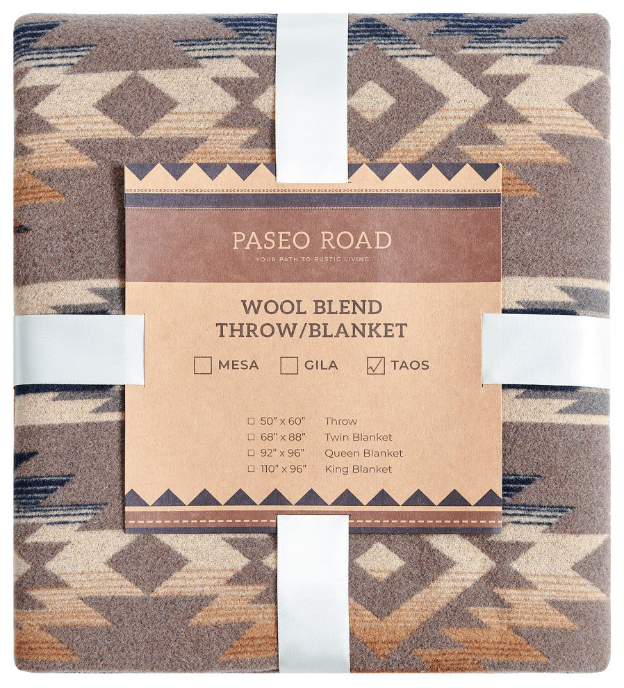 Taos Wool Blend Throw Blanket, 50" x 60", 1PC