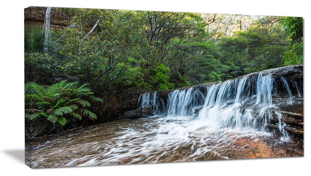 "Beautiful Waterfall in New Australia" Landscape Art Print Canvas, 40"x20"