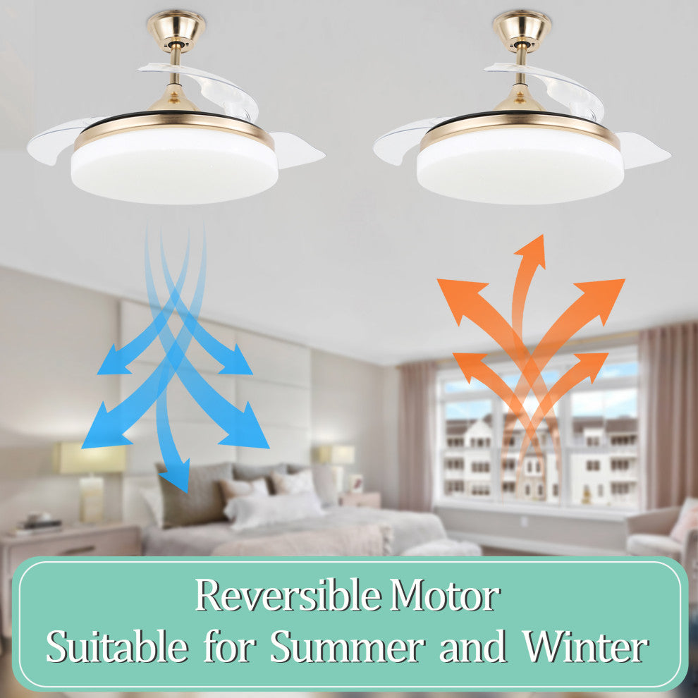 3-Blade LED Ceiling Fan With Remote Control and Light Kit, Gold